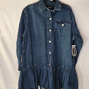 Scoop Denim Mini Pleat Shirt Dress - Size XXL (20) - NWT